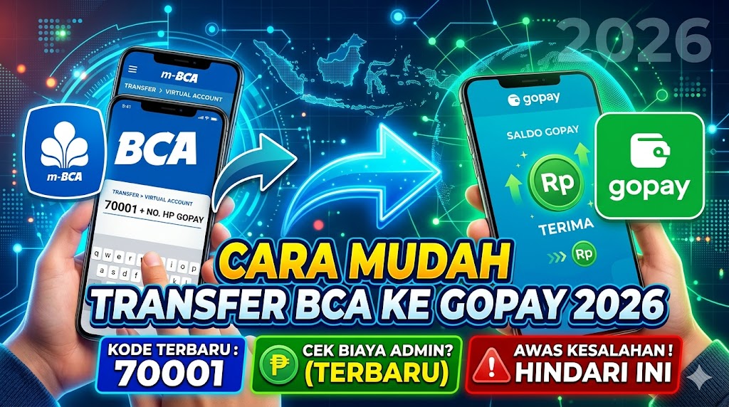 Cara Transfer BCA ke GoPay 2026: Kode 70001, Biaya Admin & Kesalahan yang Sering Terjadi