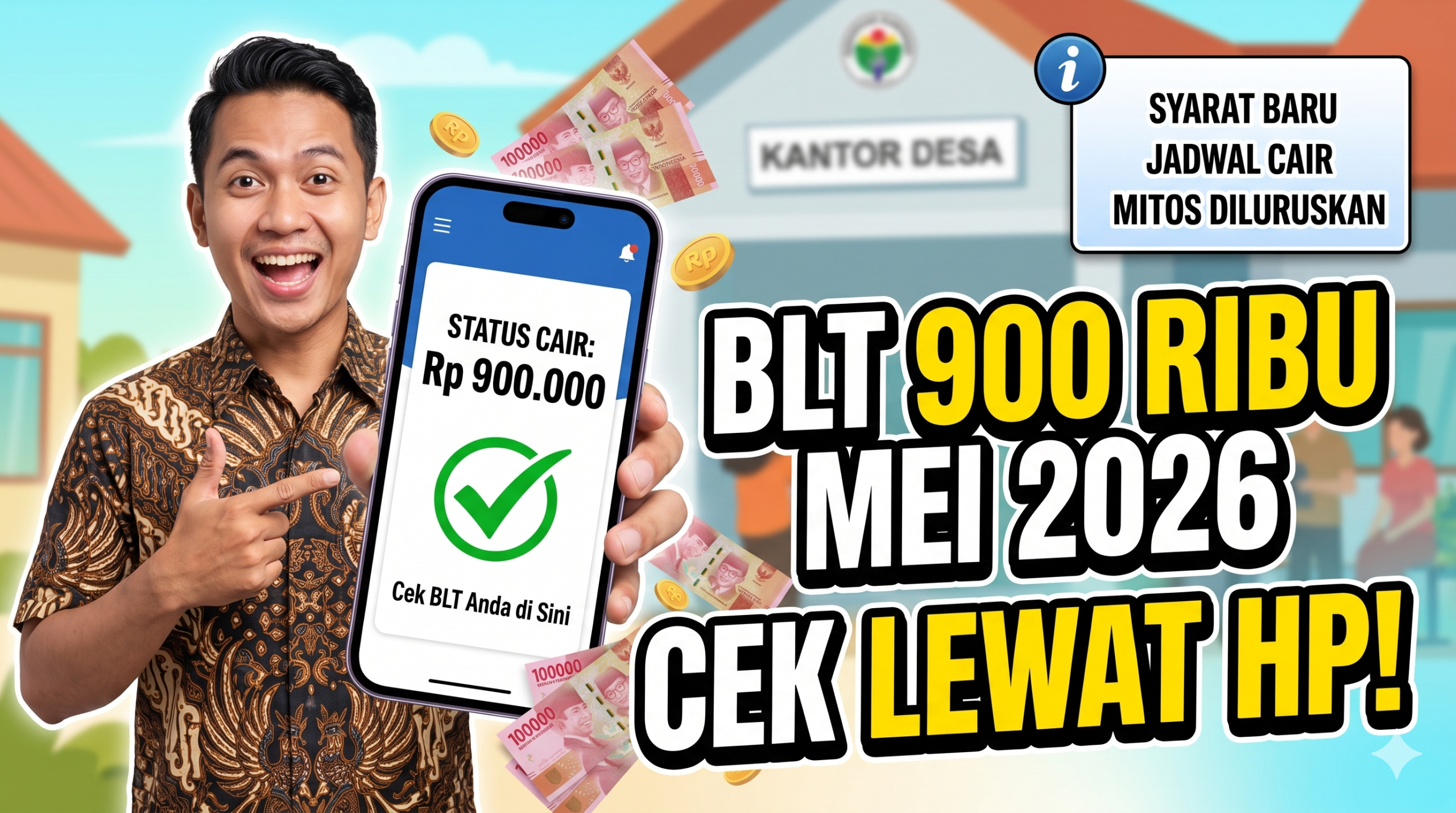 Cek BLT 900 Ribu Mei 2026 Lewat HP: Syarat Baru, Jadwal Cair, dan Mitos yang Harus Diluruskan