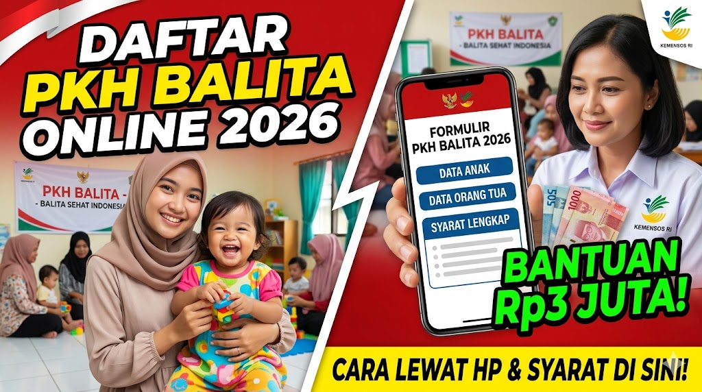 Daftar PKH Balita Online 2026 — Bantuan Rp3 Juta dari Kemensos, Ini Syarat & Cara Lewat HP