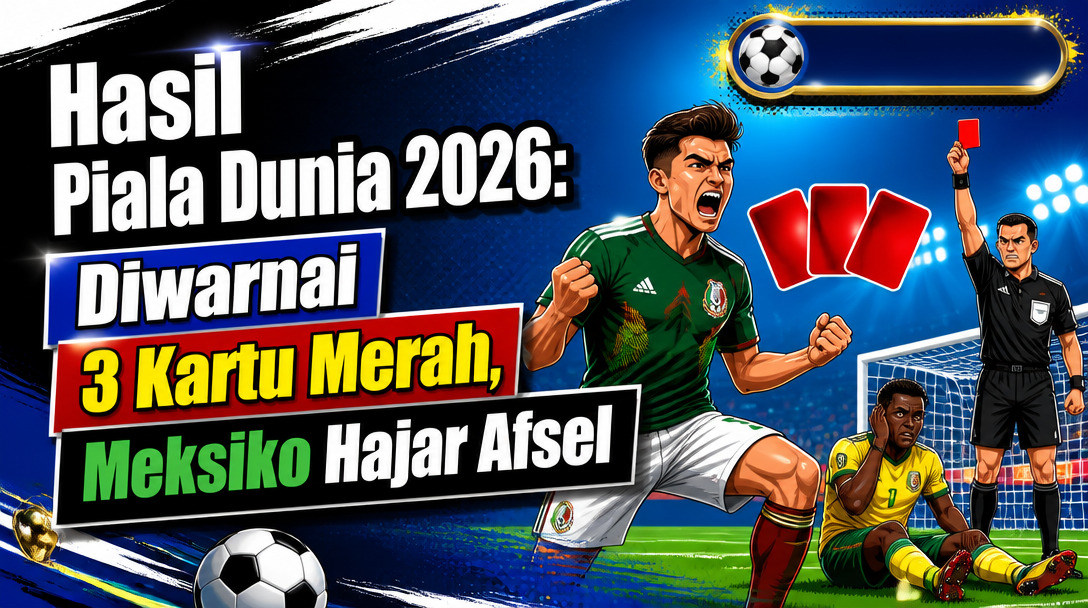 Hasil Piala Dunia 2026: Diwarnai 3 Kartu Merah, Meksiko Hajar Afsel